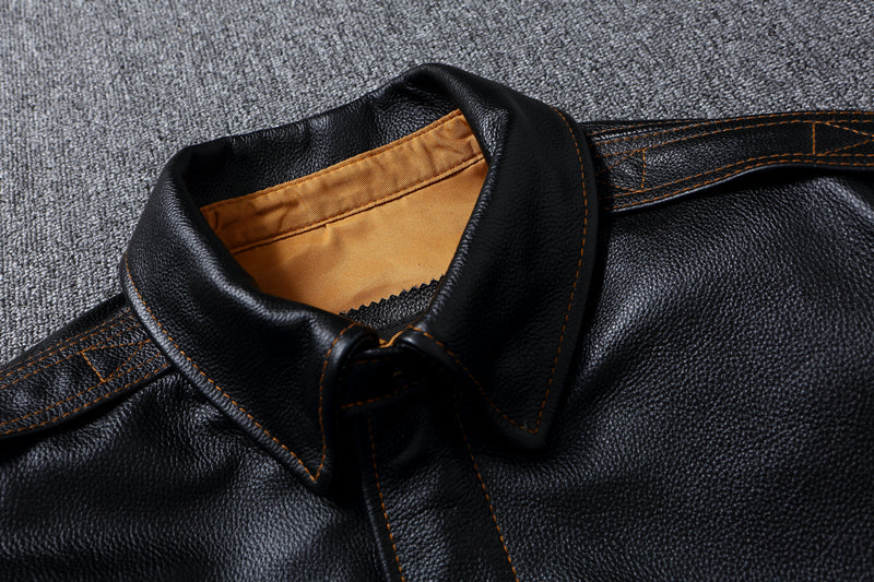 Veste en cuir pour homme type pilote militaire