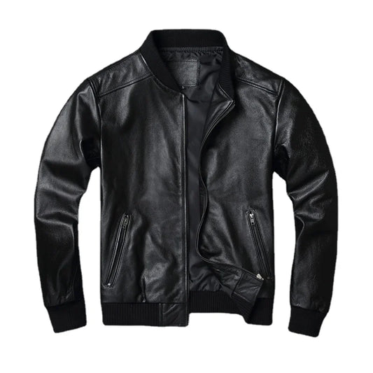 Blouson en cuir noir pour homme