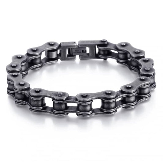 Bracelet biker en acier - chaine noircie